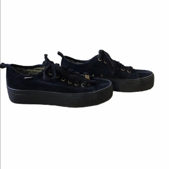 DKNY Suede Platform Sneakers Black Size 7